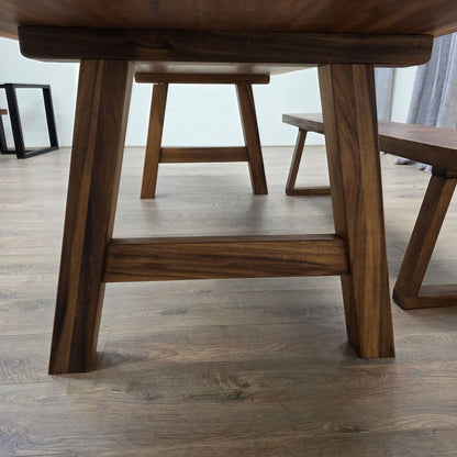 Tavolo da pranzo in noce indiano con bordo vivo, 300 cm x 88 cm