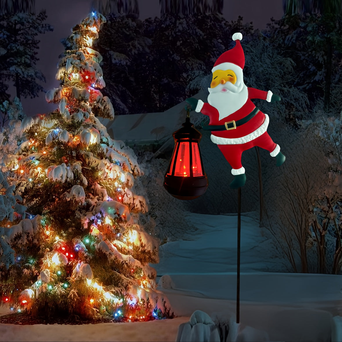 Lanterna solare festiva GlowFest Hero - Luci decorative - Statuetta di Babbo Natale festivo con lanterne, decorazione per esterni a risparmio energetico per il giardino