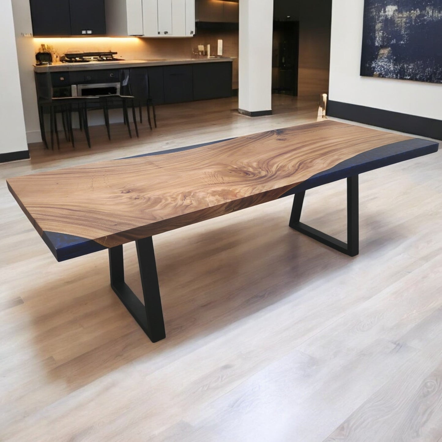 Tavolo da pranzo in noce indiano con bordo vivo, 239 cm x 91 cm