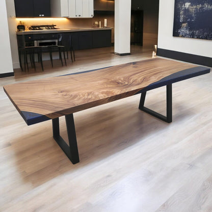 Tavolo da pranzo in noce indiano con bordo vivo, 239 cm x 91 cm